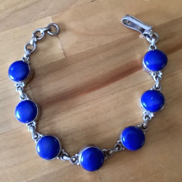 Sterling SILVER 925 LAPIS LAZULI WOMAN BRACELET​​ - Picture 1 of 7
